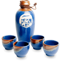 Sake Set Brown & Blue 500mL