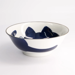 Ramen Bowl Blue Navy Cat -...