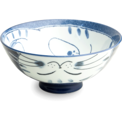 Big Rice Bowl Cat Blue -...