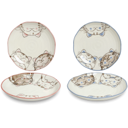 Plate 3 Cats Blue or Pink -...