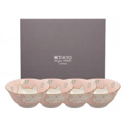 Set 4 bowls Manekineko Pink...