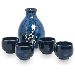 Sake Set Blue Flowers Hana...